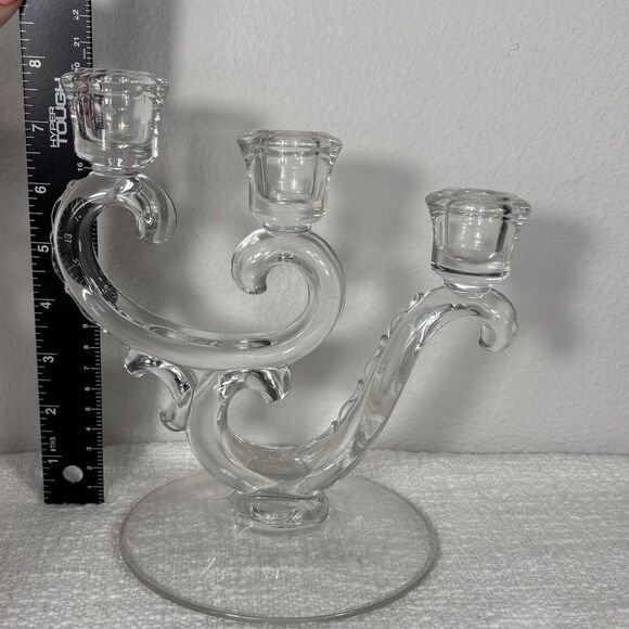 Single Mid Century Modern Crystal 3 Candle Holder Home Decor Elegant Classy - Picture 7 of 9